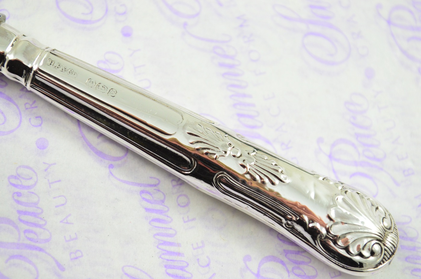 Vintage newest Hallmarked Silver Letter Opener, Harrison Brothers & Howson, 1973, Sheffield, desk accessory, Paper knife