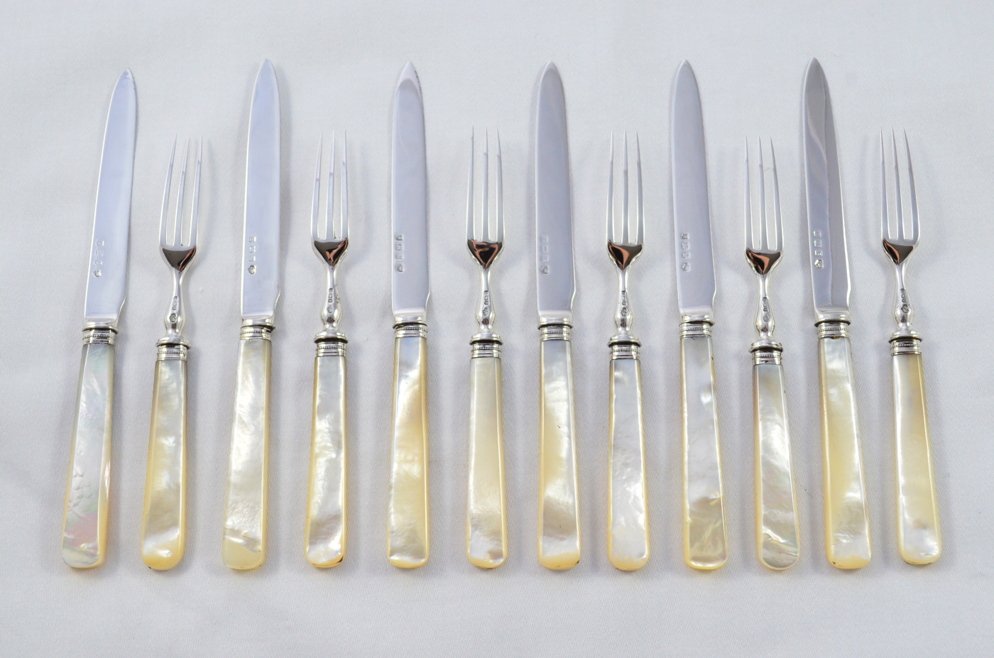 Elkington & Co Birmingham Set Of 6 & 6 Mother Of Pearl Handled Sterling ...