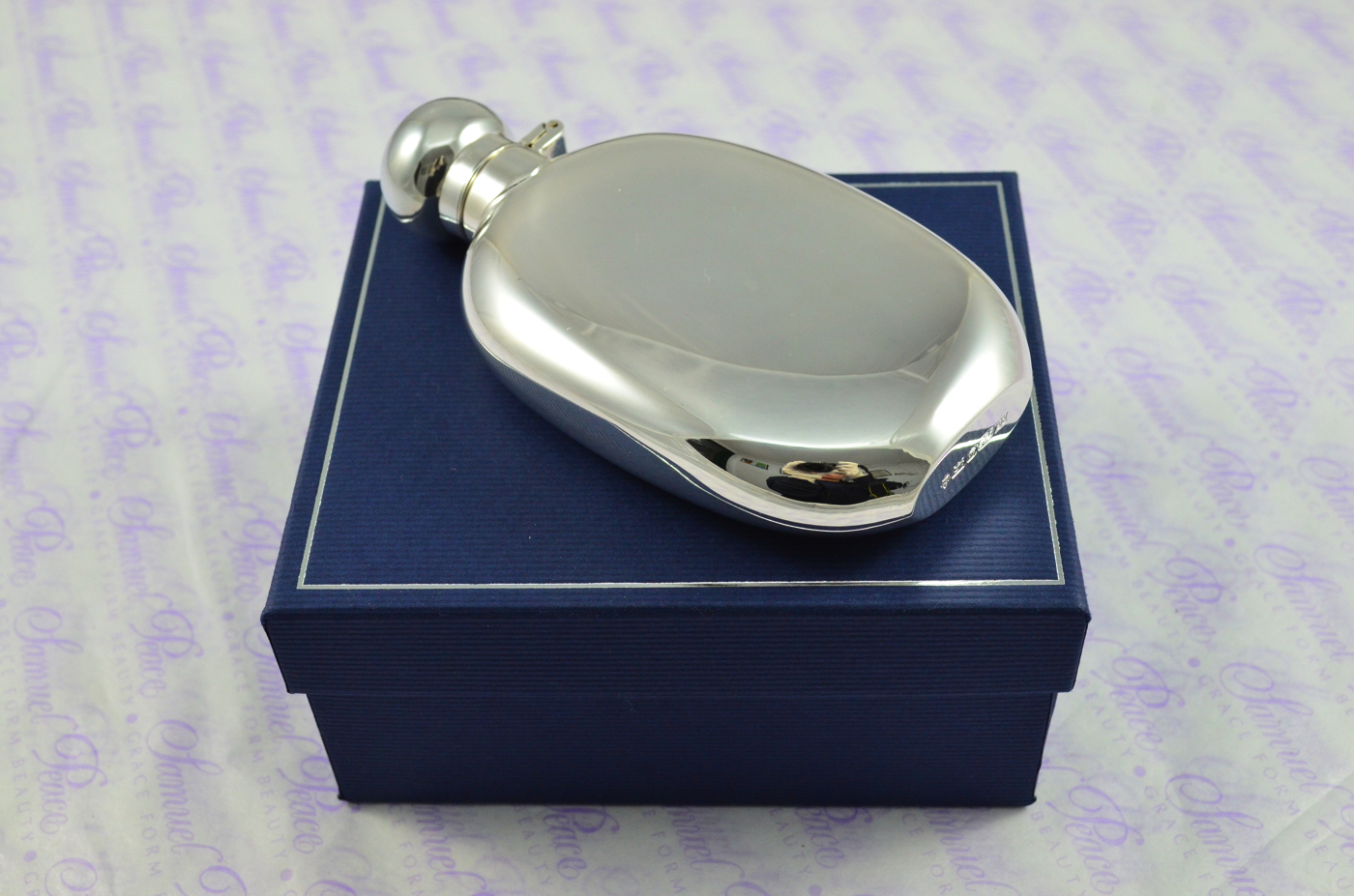 Sterling Silver Hallmarked Oval Hip Flask 4oz Bayonet Top Hallmarked ...